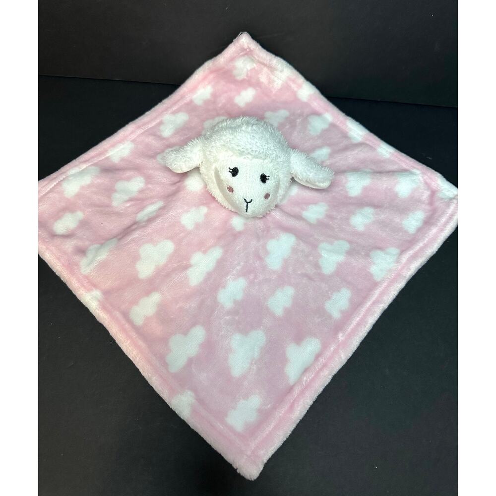 HB Hudson baby PINK Lamb with hearts Plush Security Blanket LOVEY